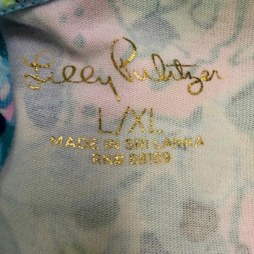 Lilly Pulitzer Dog Pajamas Blue Pink Sea Life Print Pet Shirt L/XL RN 88189